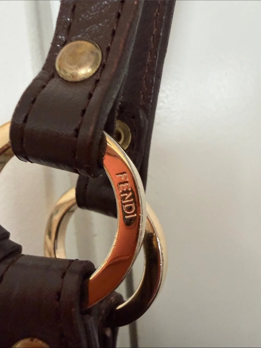Fendi Brown Monogram Canvas Shoulder Bag with Logo Charm